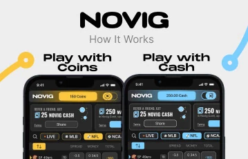 Novig gameplay interface showing betting options