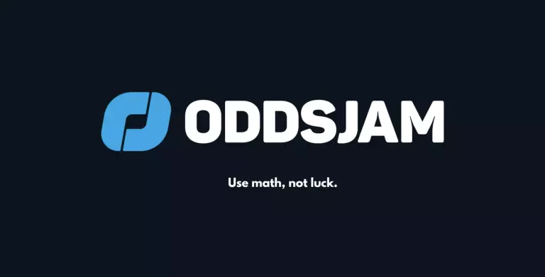 OddsJam's logo and slogan, use math not luck