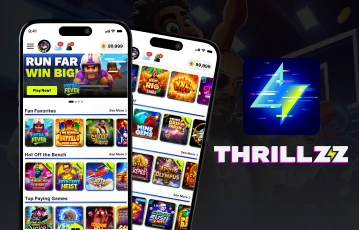 Thrillzz Games mobile platform showing game categories
